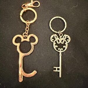 Disney Rose Gold and Silver Mickey Keychain Set